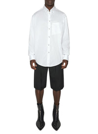 WHITE // pinstripe pierced shirt