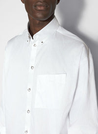 WHITE // pinstripe pierced shirt