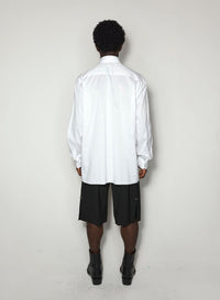 WHITE // pinstripe pierced shirt
