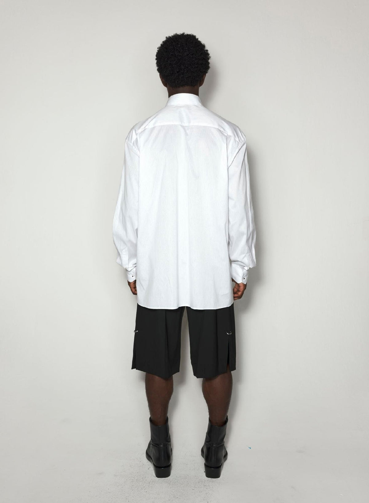WHITE // pinstripe pierced shirt