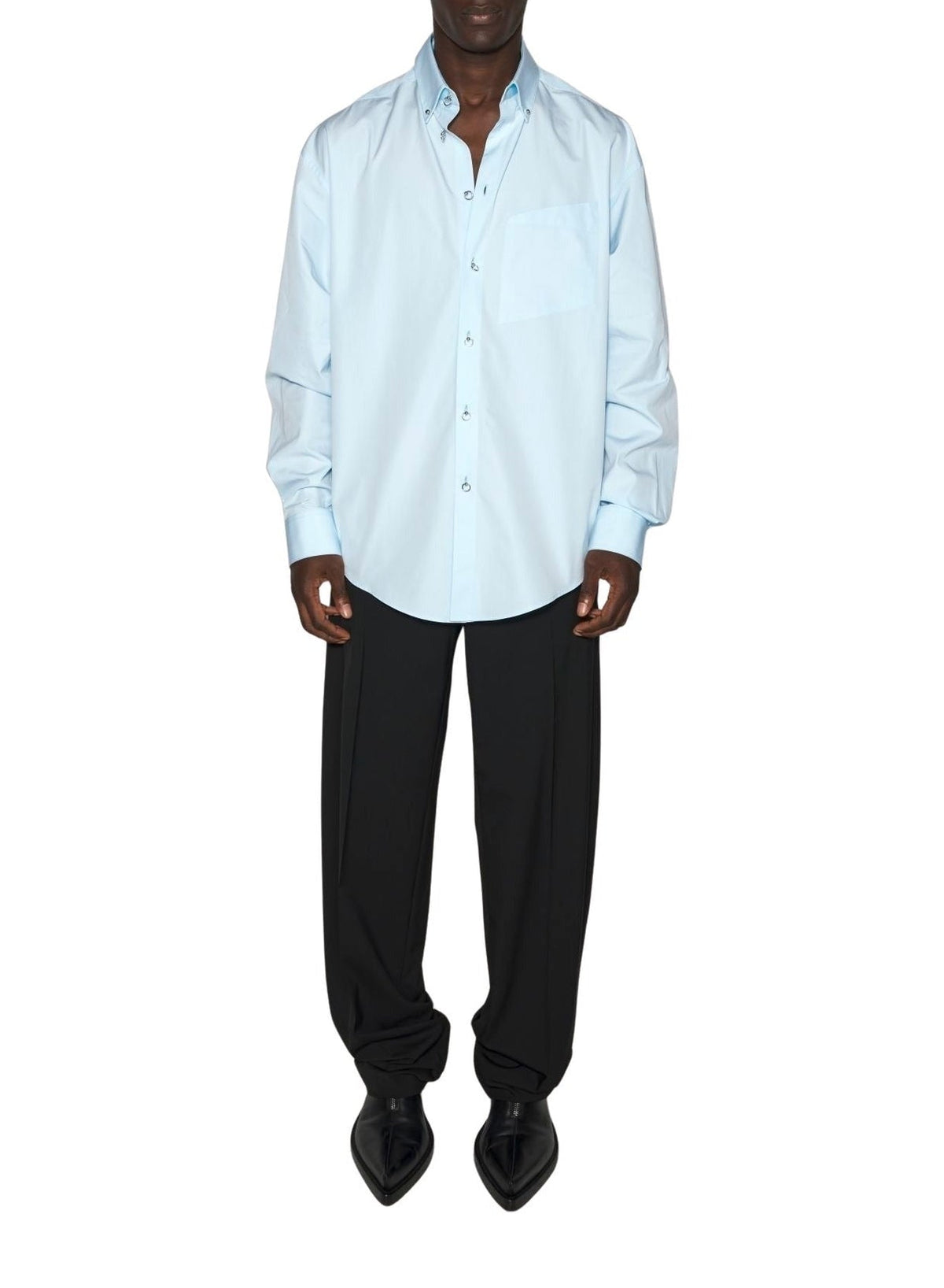 OXFORD BLUE // oxford blue pierced shirt