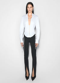 WHITE LACED CORSET POPLIN SHIRT