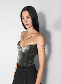 SILVER VELVET BUSTIER