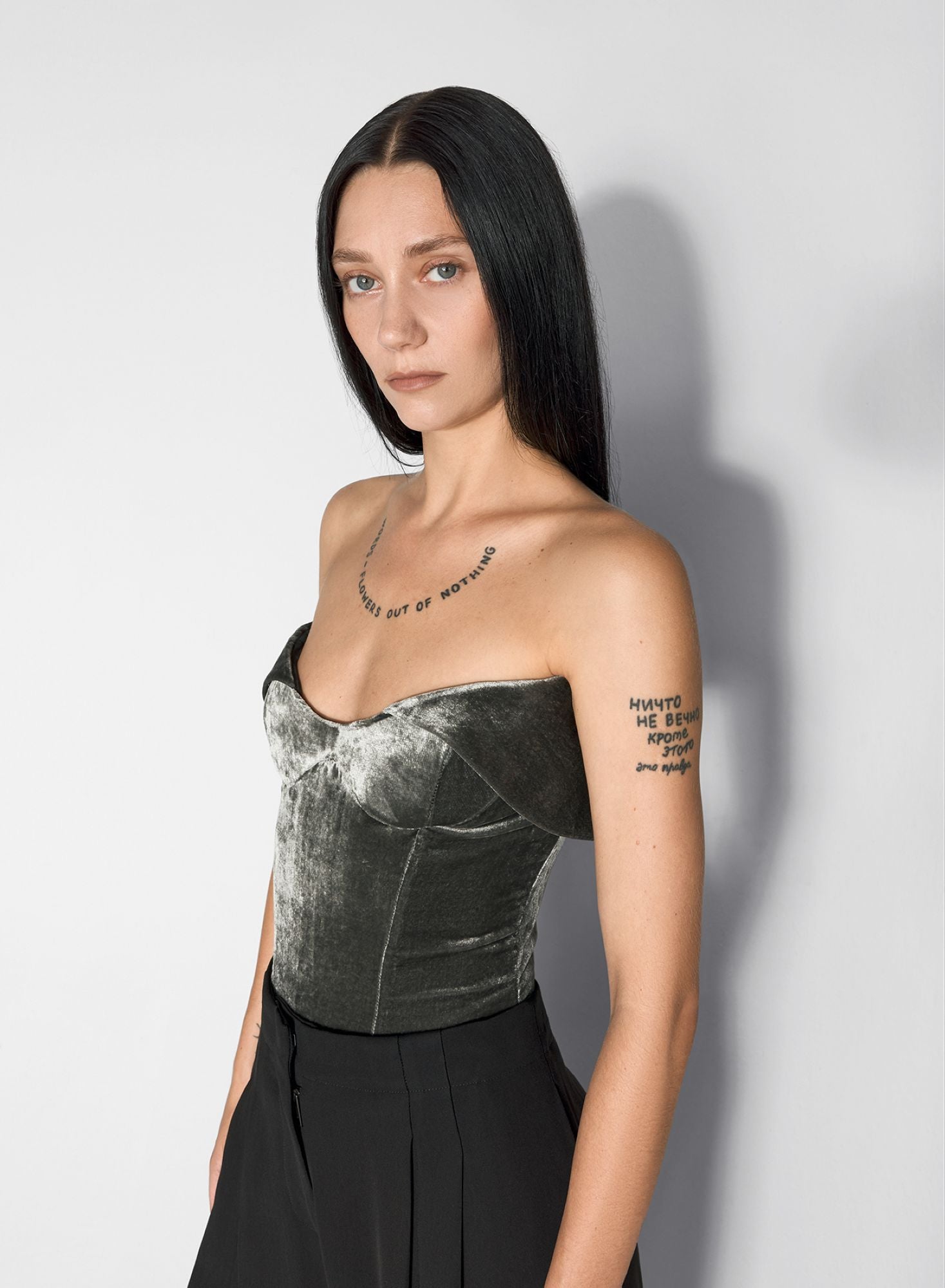 SILVER VELVET BUSTIER