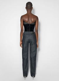 BLACK SATIN AND VELVET BUSTIER