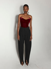 BLACK SATIN AND VELVET BUSTIER