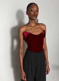 BLACK SATIN AND VELVET BUSTIER