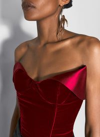 BLACK SATIN AND VELVET BUSTIER