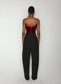 BLACK SATIN AND VELVET BUSTIER