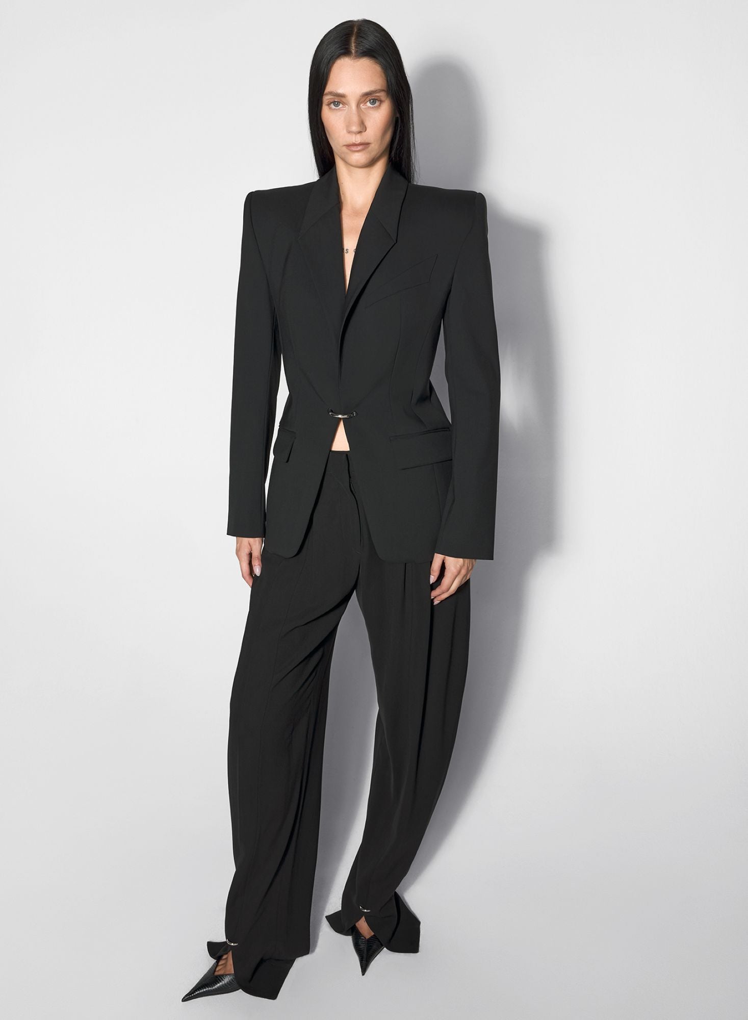 BLACK PIERCED TAILORED JACKET