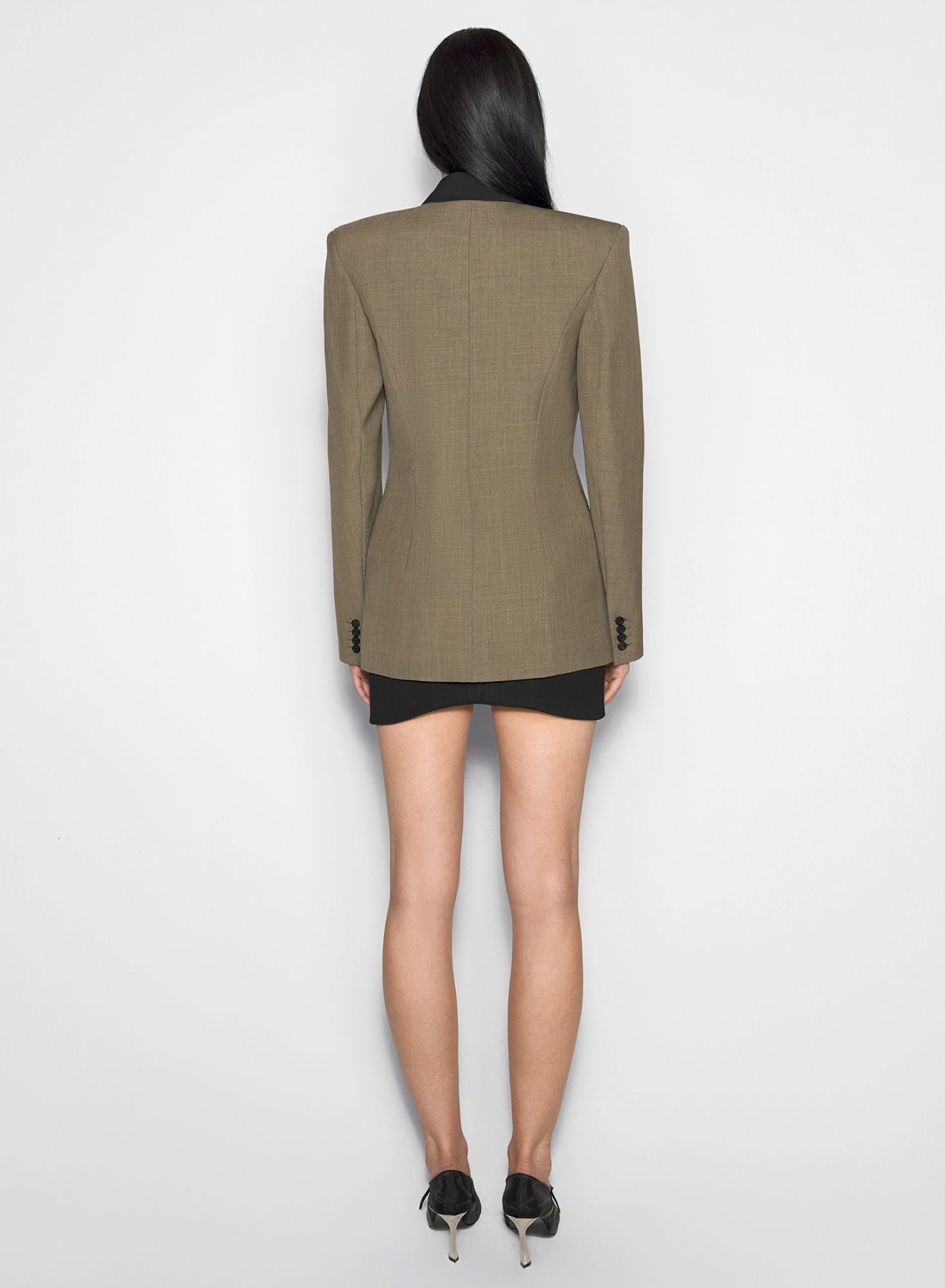 KHAKI AND BLACK PIERCED TAILORED JACKET