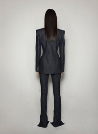 RAW BLUE // pierced tailored raw denim jacket