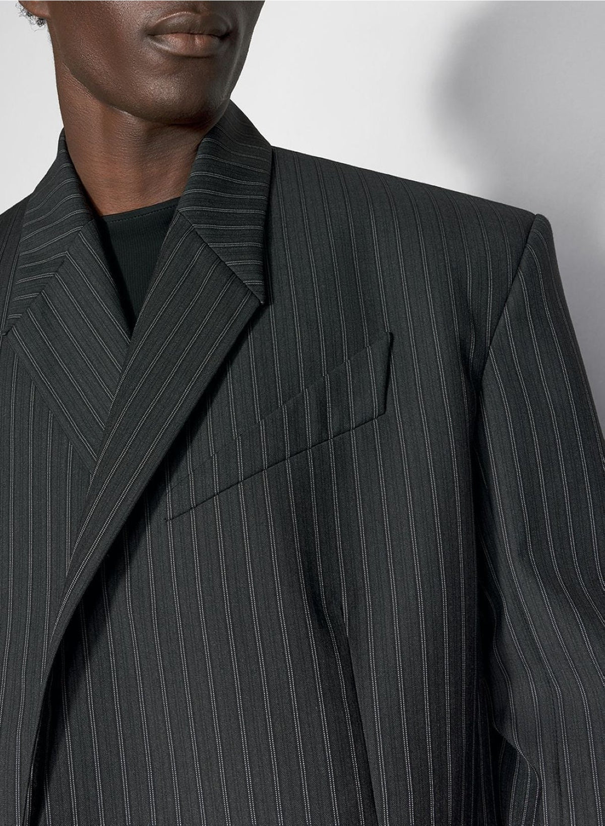 BLACK ON GREY // pinstripe oversized tailored jacket