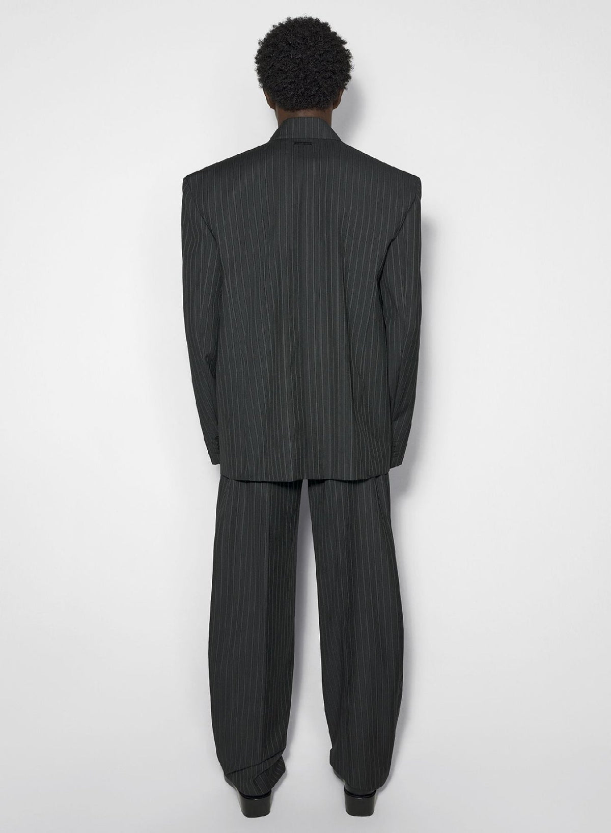 BLACK ON GREY // pinstripe oversized tailored jacket