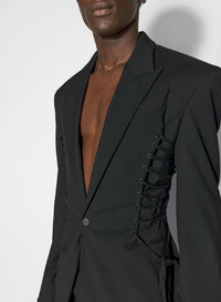 BLACK // black laced up tailored jacket