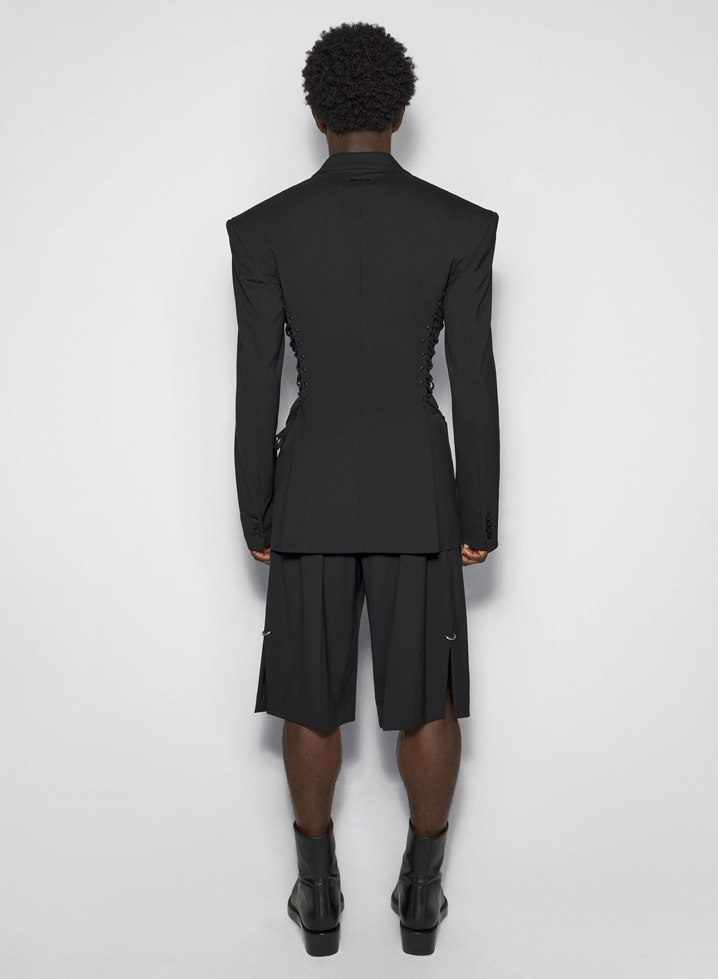 BLACK LACED UP TAILORED JACKET