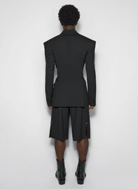 BLACK // black laced up tailored jacket