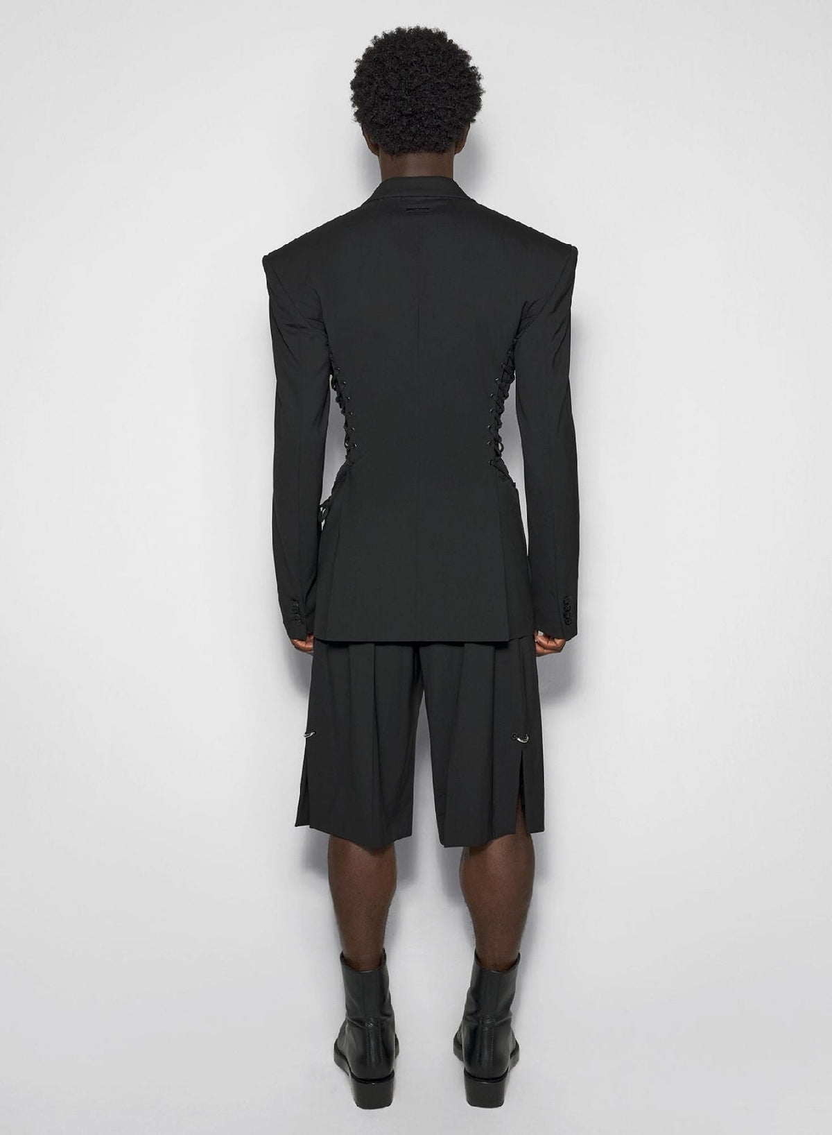 BLACK // black laced up tailored jacket