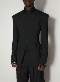 BLACK // black laced up tailored jacket