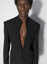 BLACK COLLARLESS TAILORED JACKET