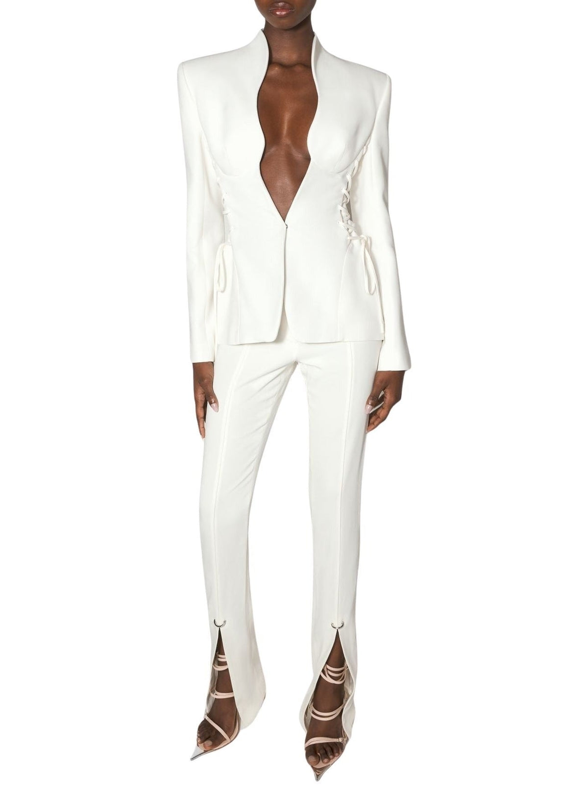 SNOW // white laced-up jacket