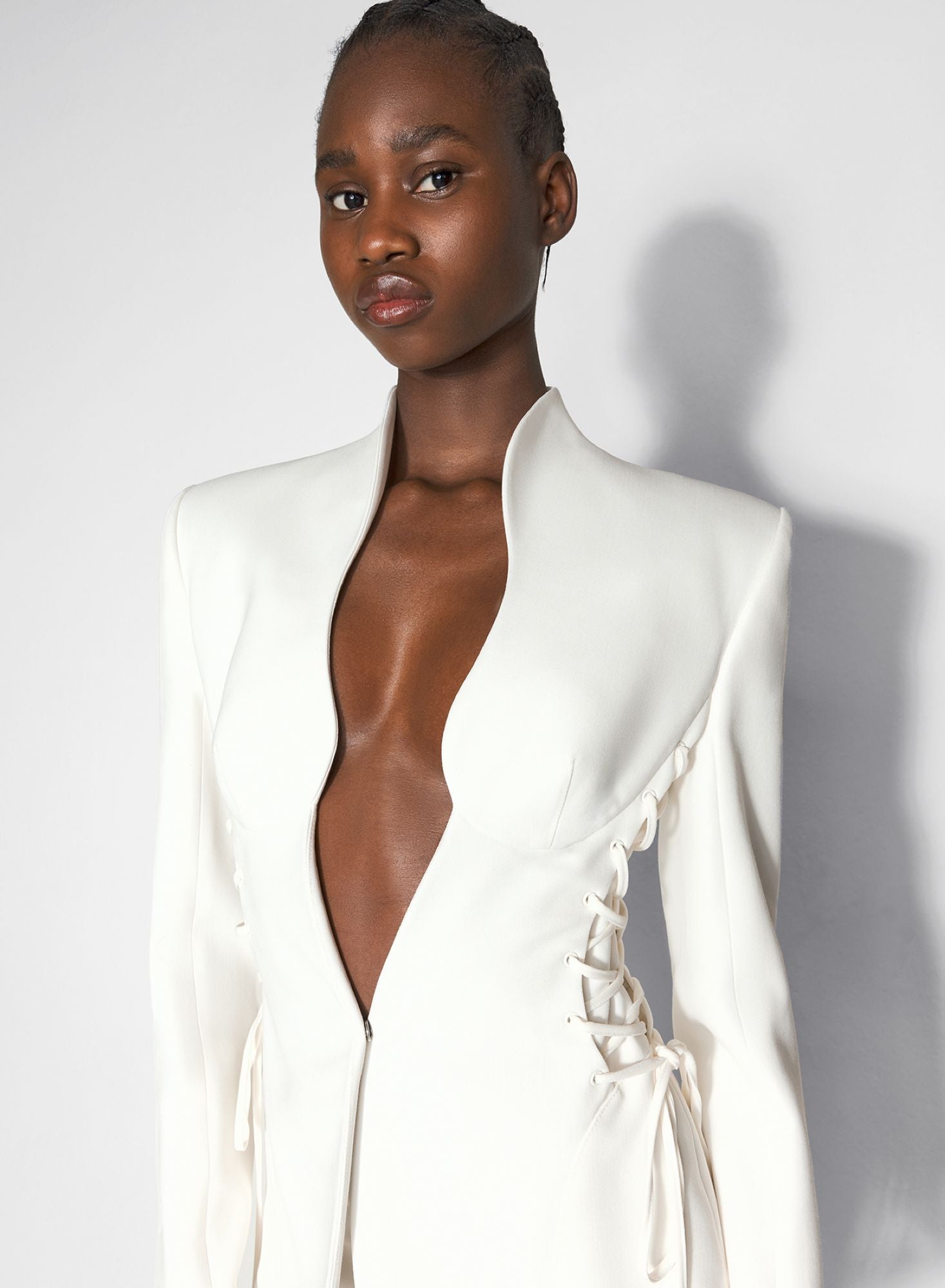 WHITE LACED-UP JACKET