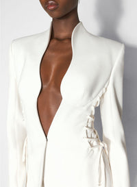 SNOW // white laced-up jacket