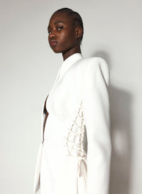 WHITE LACED-UP JACKET