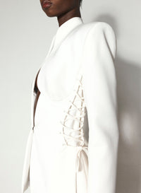 SNOW // white laced-up jacket