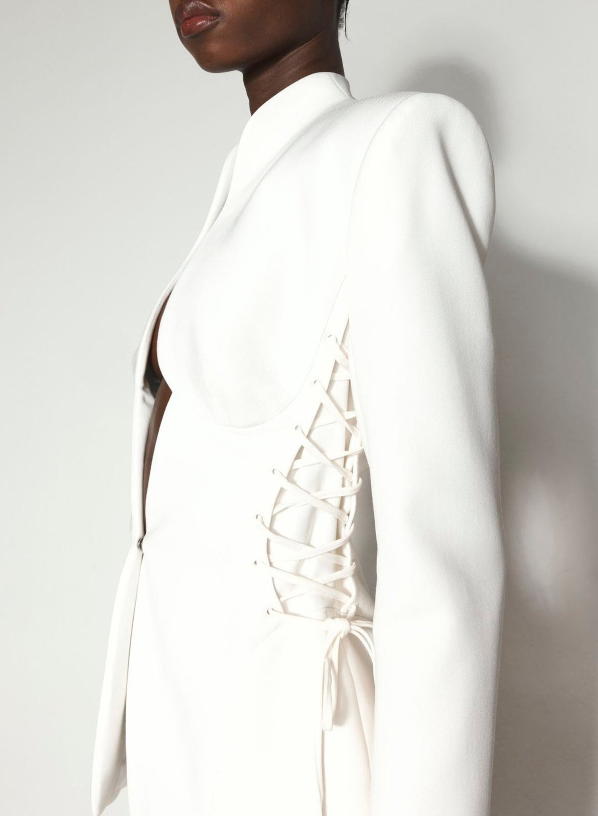 SNOW // white laced-up jacket