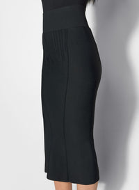 OFF WHITE BONING DETAIL MIDI KNIT SKIRT