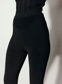BLACK BONING DETAIL KNIT LEGGINGS