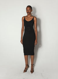 BLACK SCULTPING KNIT DRESS