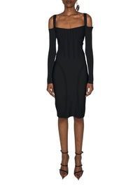 BLACK // black boning detail knit dress