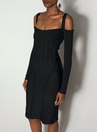 BLACK // black boning detail knit dress