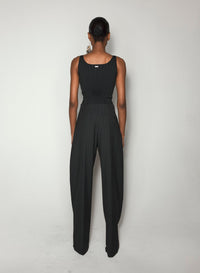 BLACK SCULPTING KNIT TANK TOP