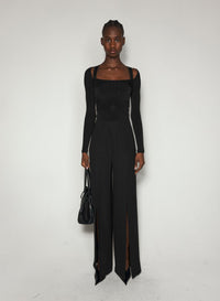 BLACK SCULPTING KNIT BODYSUIT
