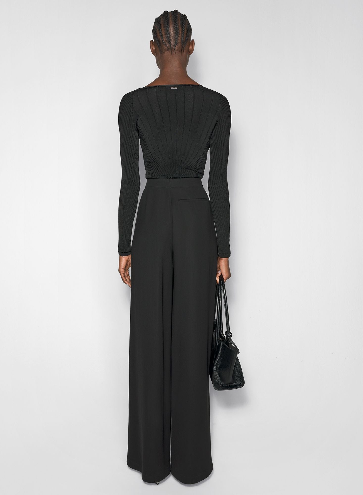 BLACK SCULPTING KNIT BODYSUIT