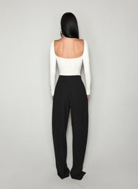 OFF WHITE BONING DETAIL KNIT TOP