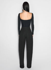 BLACK // black boning detail knit top