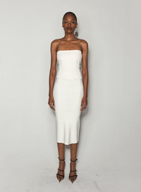 OFF WHITE BONING DETAIL KNIT BUSTIER