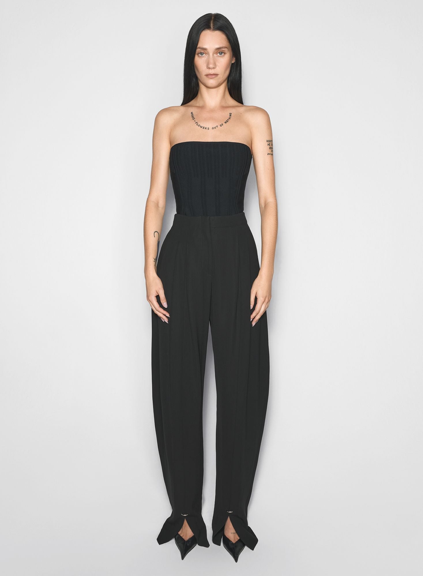 OFF WHITE BONING DETAIL KNIT BUSTIER