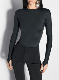 BLACK // black shoulder logo bodysuit