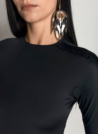 BLACK SHOULDER LOGO BODYSUIT