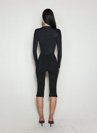 BLACK SHOULDER LOGO BODYSUIT
