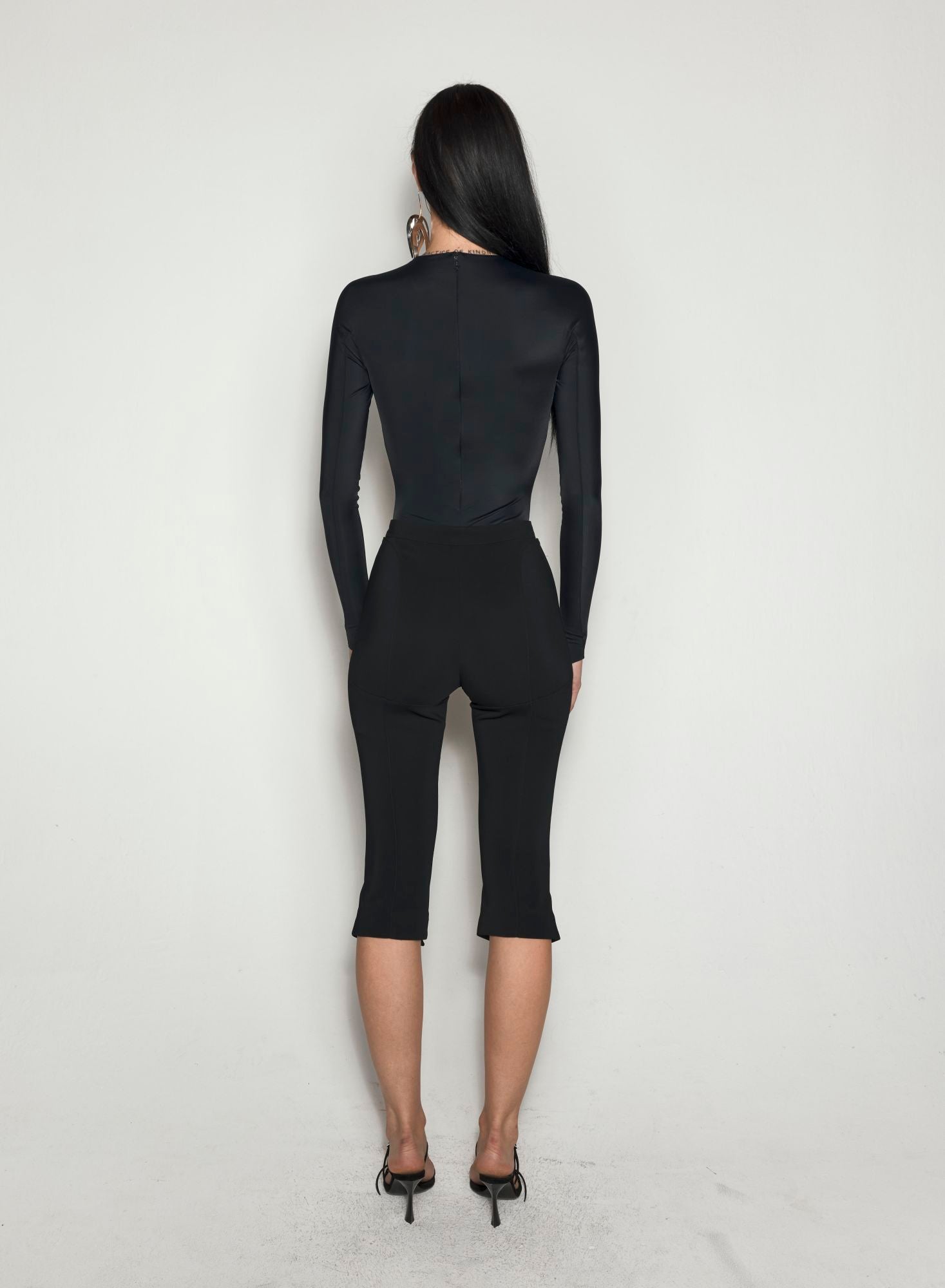 BLACK SHOULDER LOGO BODYSUIT