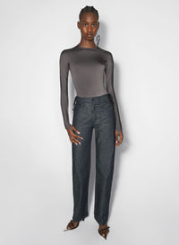 GREY SHOULDER LOGO BODYSUIT