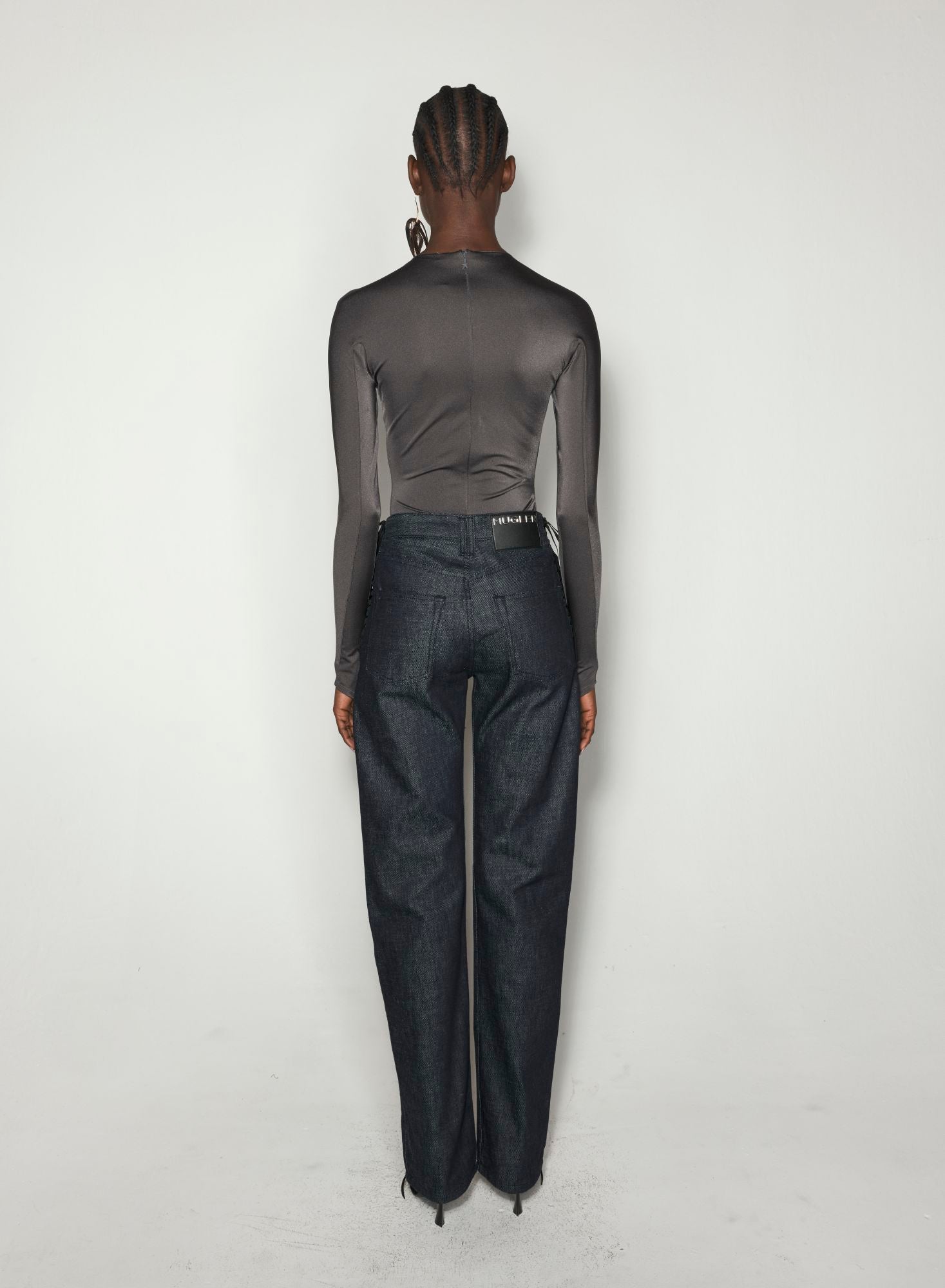 GREY SHOULDER LOGO BODYSUIT