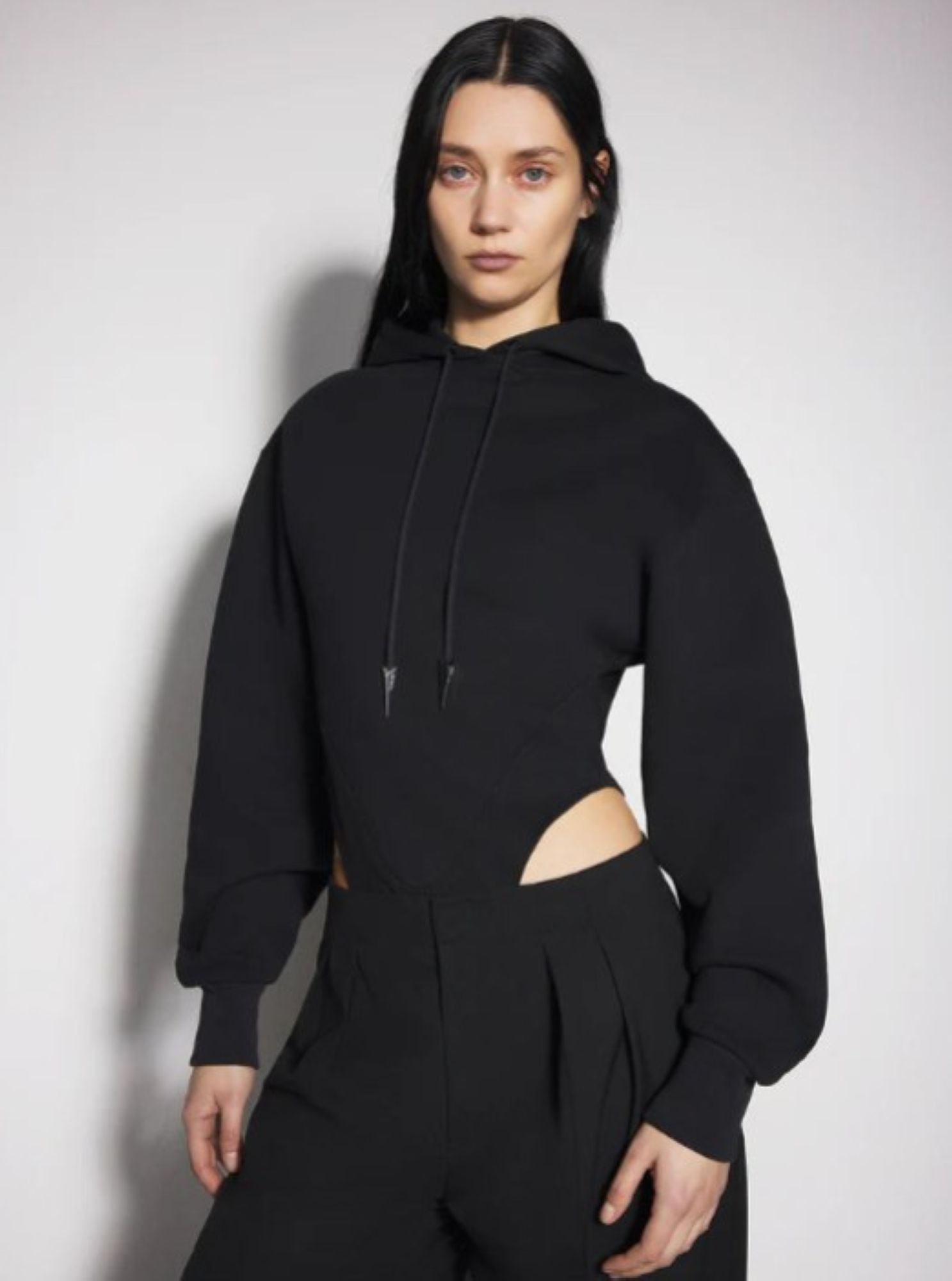 BLACK FLEECE HOODIE BODYSUIT