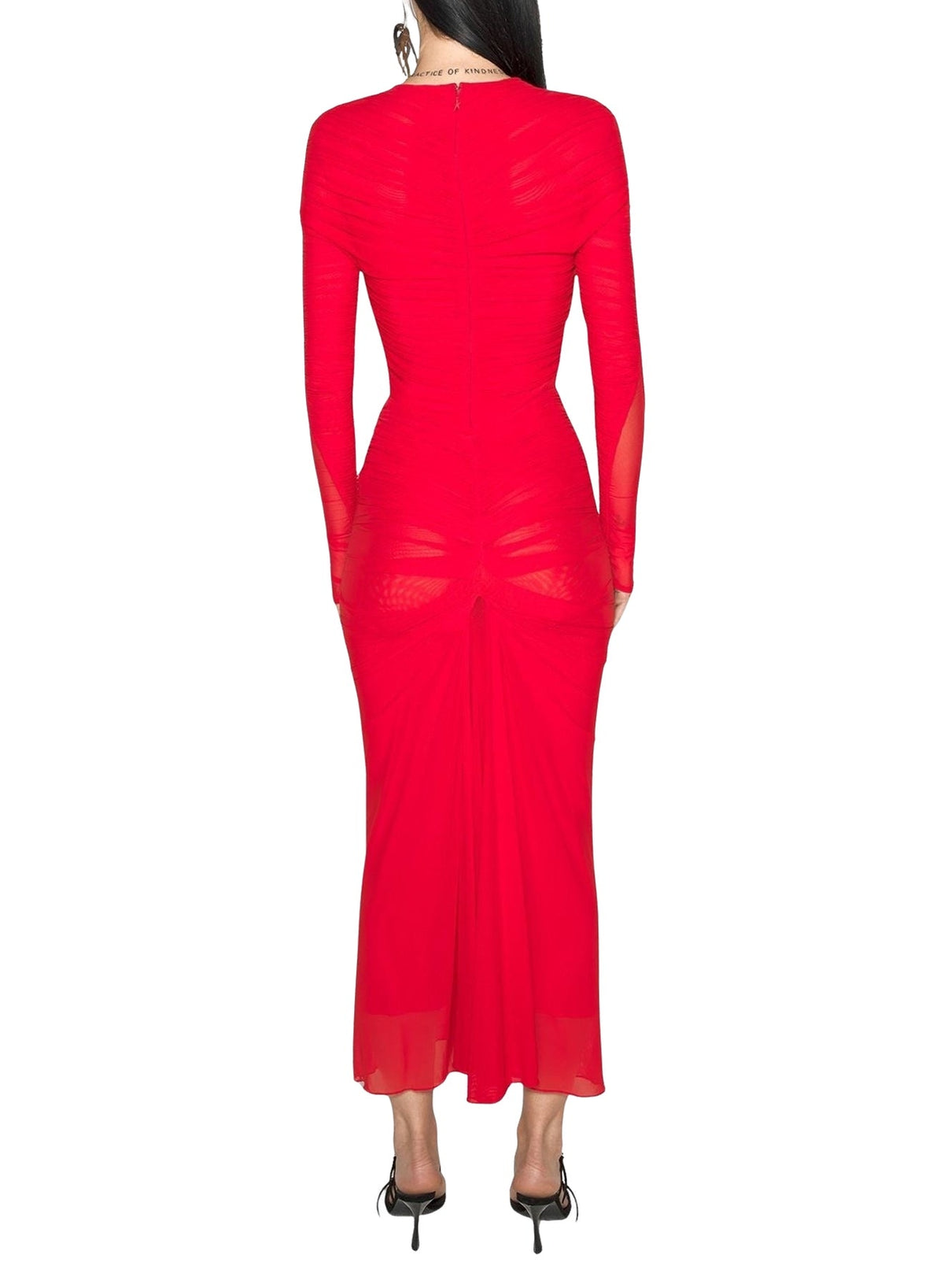 COQUELICOT // red ruched bodysuit